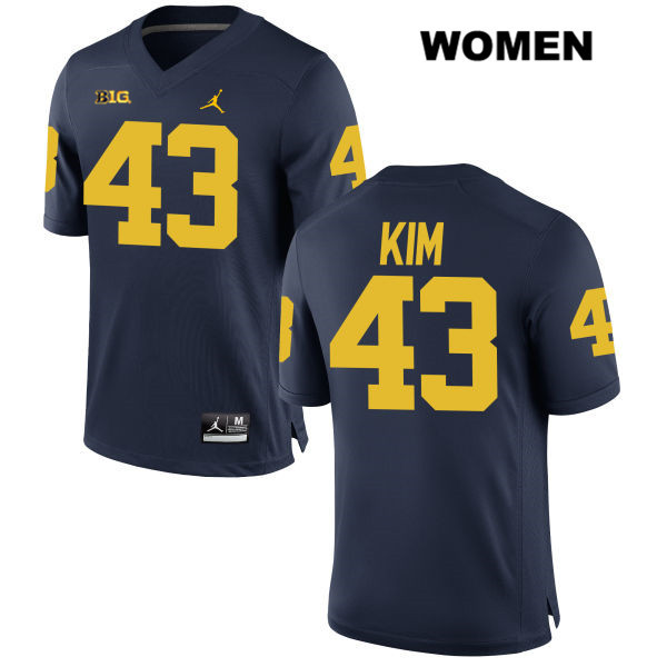 Women's NCAA Michigan Wolverines Eric Kim #43 Navy Jordan Brand Authentic Stitched Football College Jersey BG25N65FK